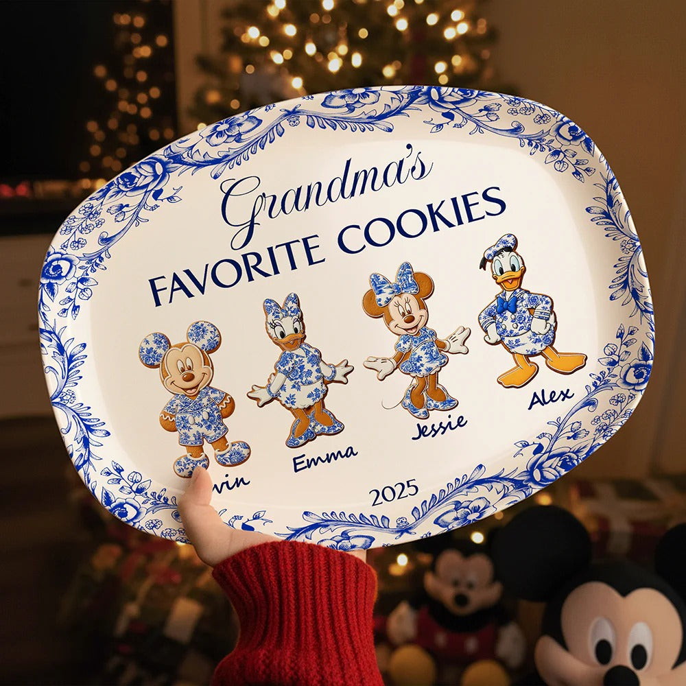 Grandma's Cookies - Personalized Christmas Gifts - Toile De Jouy Blue Floral Plate