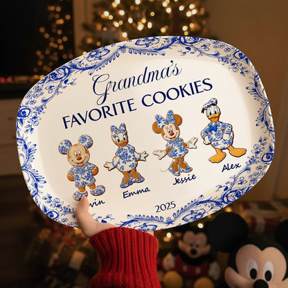 Grandma's Cookies - Personalized Christmas Gifts - Toile De Jouy Blue Floral Plate