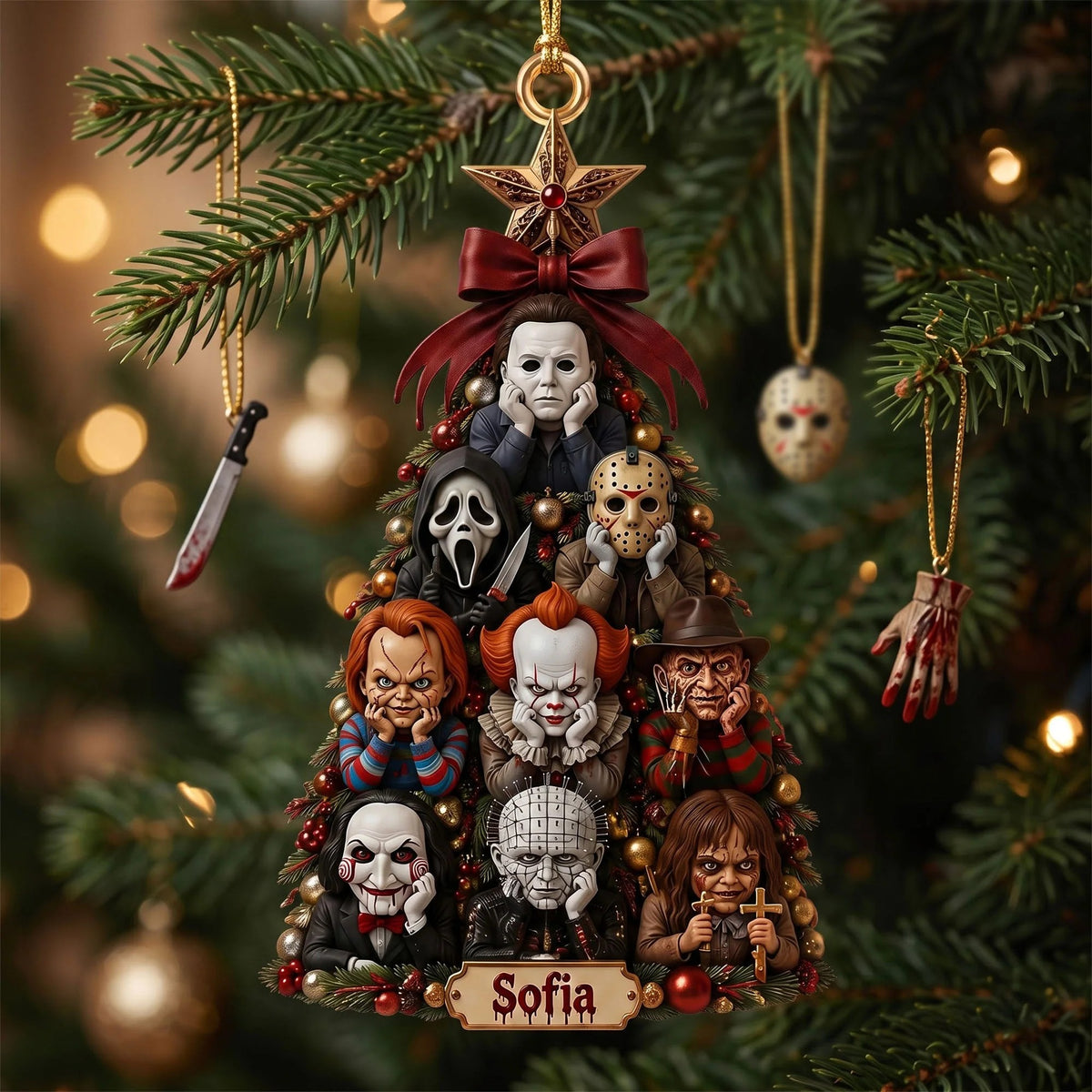 Sincerely Terror Christmas Tree Ornament - Personalized Christmas Gifts For Horror Lovers