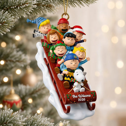 Cartoon Reindeer Cart Ornament - Personalized Gifts For Christmas Ornament