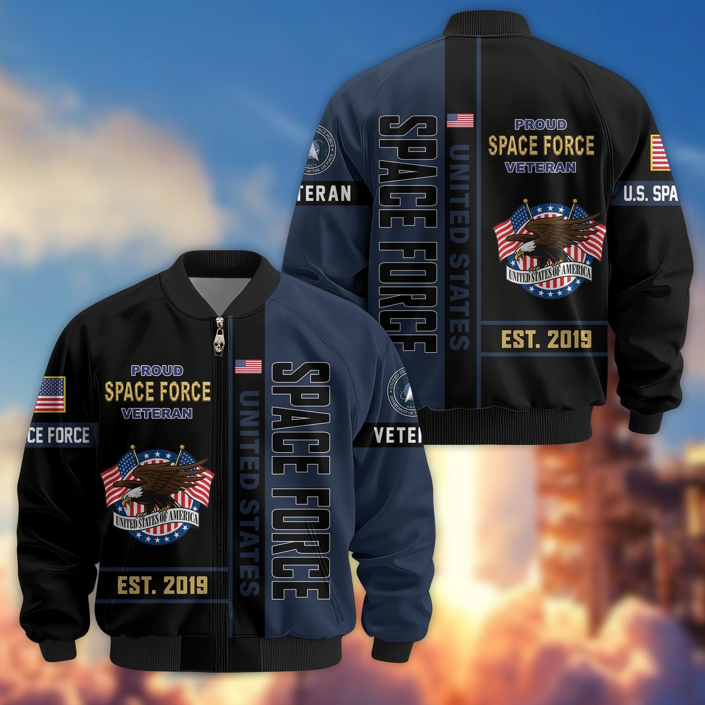 US Veterans Bomber Jacket 2, Gifts For US Veterans, Gifts On Father's Day, Veterans Day