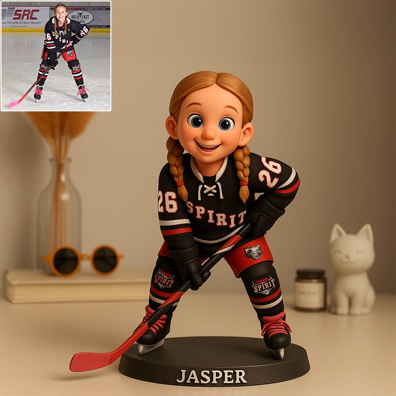 Custom Ice Hockey Photo Pixar Cartoon Style Acrylic Plaque