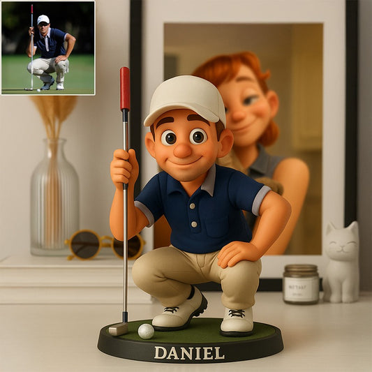 Custom Golf Photo Pixar Cartoon Style Acrylic Plaque
