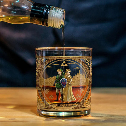 The Legend of the Triforce - Personalized The Hero's Legend Whiskey Glass