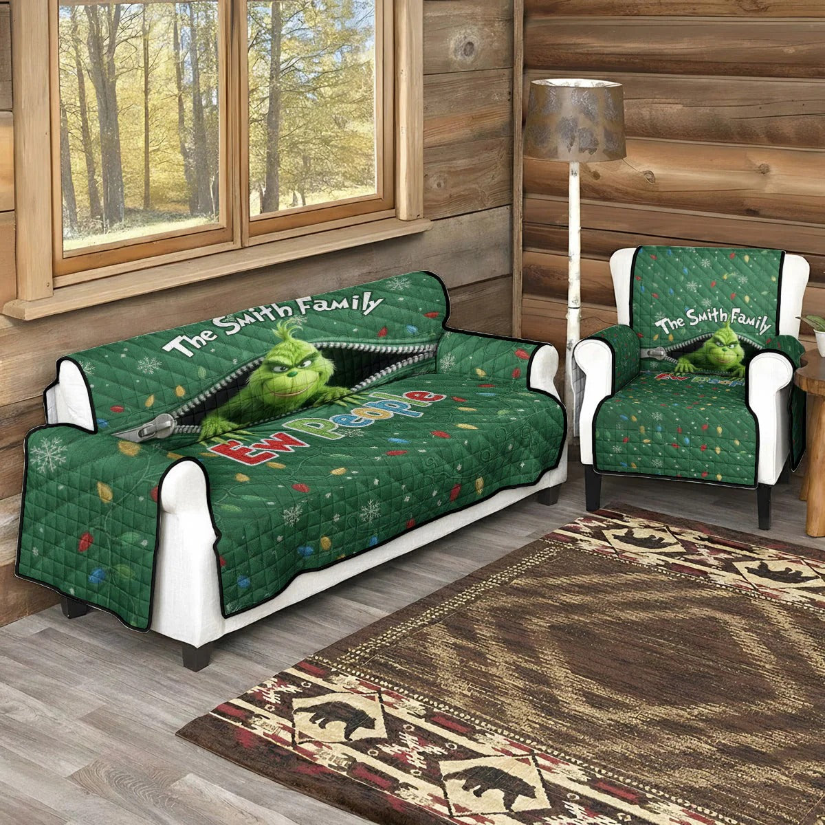 Ew People - Personalized Stole Christmas Quilted Sofa/Couch Cover