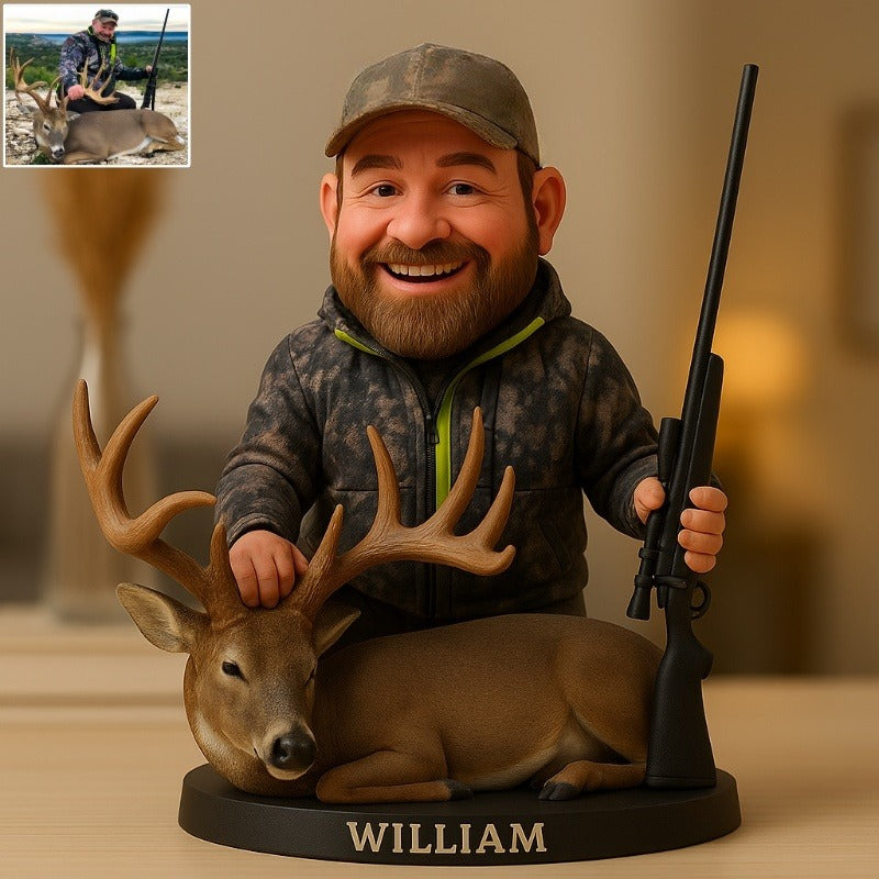 Custom Deer Hunting Photo Pixar Cartoon Style Acrylic Plaque