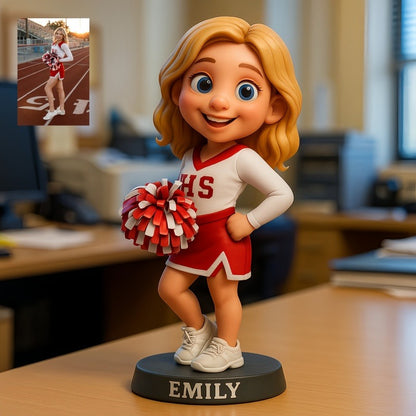 Custom Cheerleader Photo Pixar Cartoon Style Acrylic Plaque
