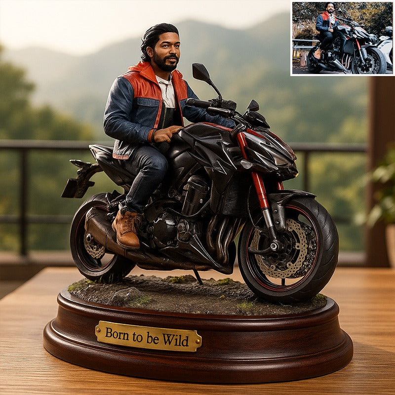 Custom Motorcycle Photo Pixar Cartoon Style Acrylic Plaque