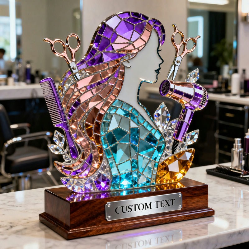 Personalized Beauty Salon Themed Stained Style Acrylic Plaque