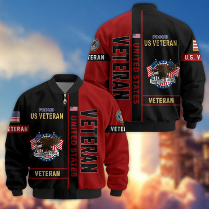US Veterans Bomber Jacket 2, Gifts For US Veterans, Gifts On Father's Day, Veterans Day