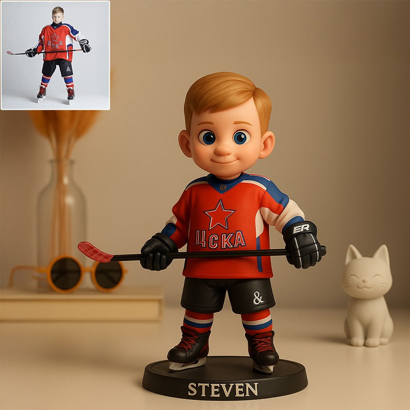 Custom Ice Hockey Photo Pixar Cartoon Style Acrylic Plaque