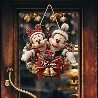 Welcome To Our Home - Personalized Mouse Custom Shaped Wood Sign