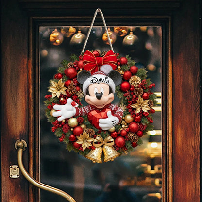 Merry Christmas - Personalized Mouse Custom Shaped Wood Sign
