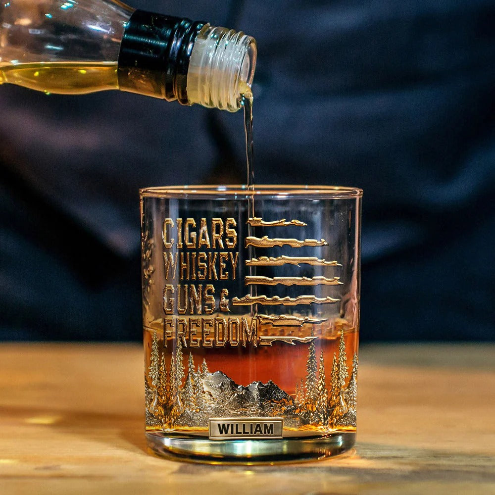 Gift For Bourbon/ Whiskey Lovers, Gift For Him - Personalized Whisky Whiskey Glass