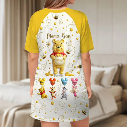 Mama Bear - Personalized Mouse Sleep T-shirt Dress