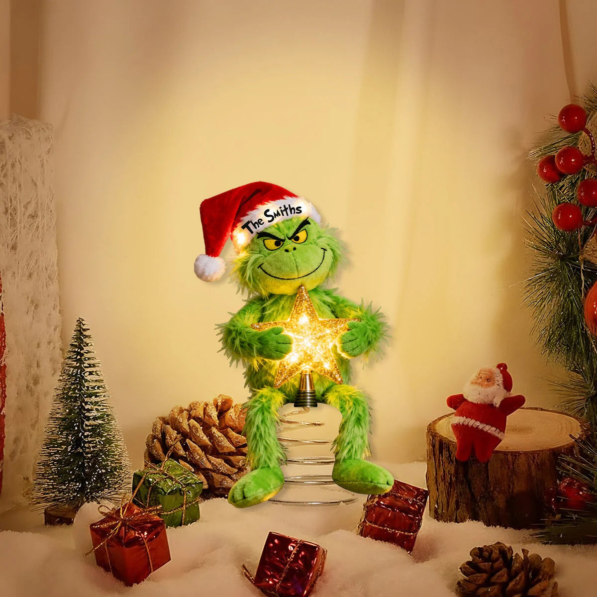 Merry Christmas - Personalized Stole Christmas LED Light Tree Topper