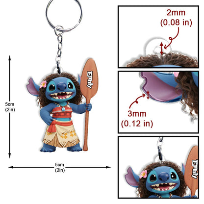 Blue Ohana Princess - Personalized Ohana Keychain