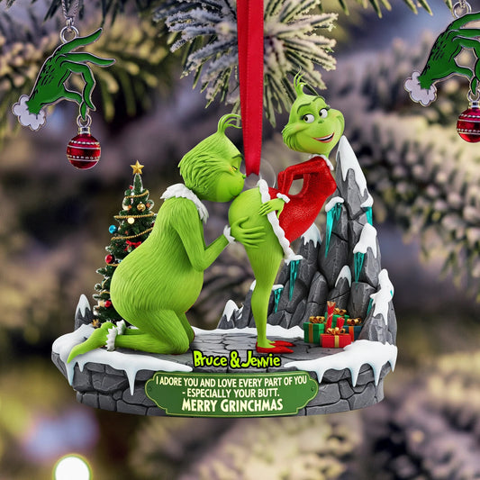 Funny Green Couple Ornament Personalized Christmas Gifts For Couple