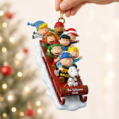 Cartoon Reindeer Cart Ornament - Personalized Gifts For Christmas Ornament