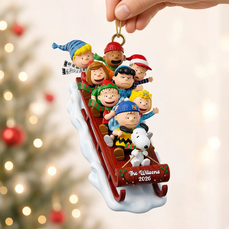 Cartoon Reindeer Cart Ornament - Personalized Gifts For Christmas Ornament
