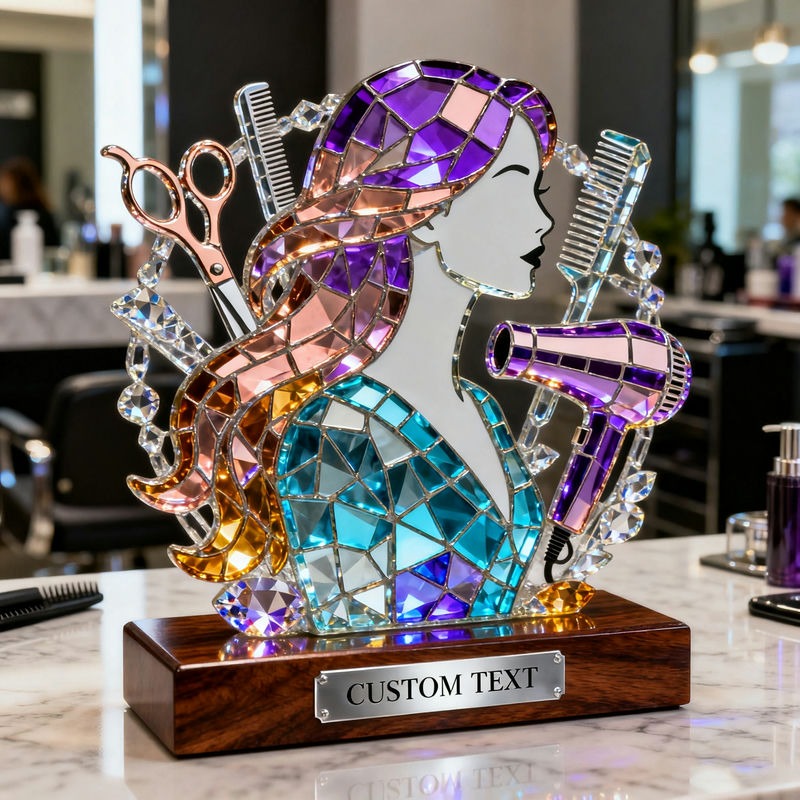 Personalized Beauty Salon Themed Stained Style Acrylic Plaque