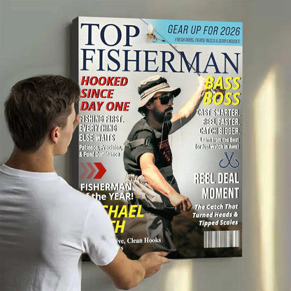 Custom Fishing Magazine Cover, Personalized Fishing Gifts for Men, Fly Fishing Gifts for Him