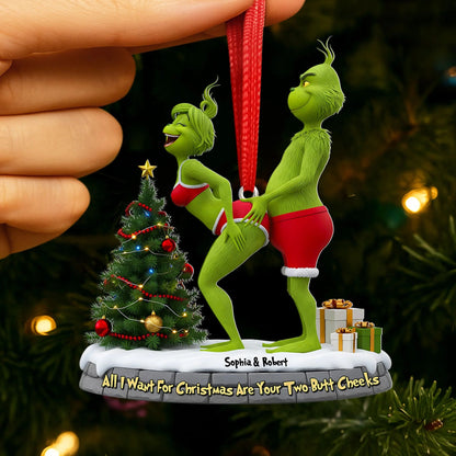Naughty Green Couple Ornament - Personalized Christmas Gifts For Couple