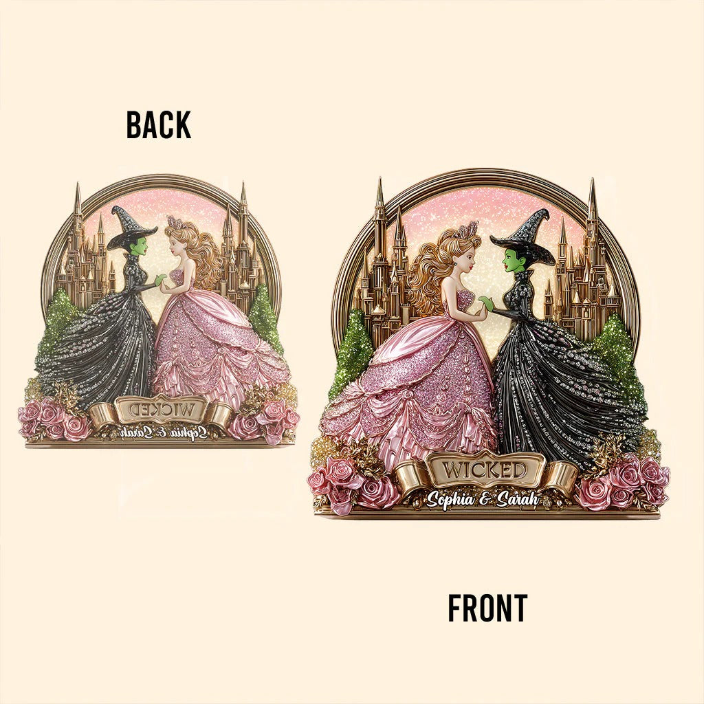 Beautiful Witches - Personalized Green and Pink Custom Shaped Acrylic Plaque