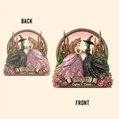 Beautiful Witches - Personalized Green and Pink Custom Shaped Acrylic Plaque