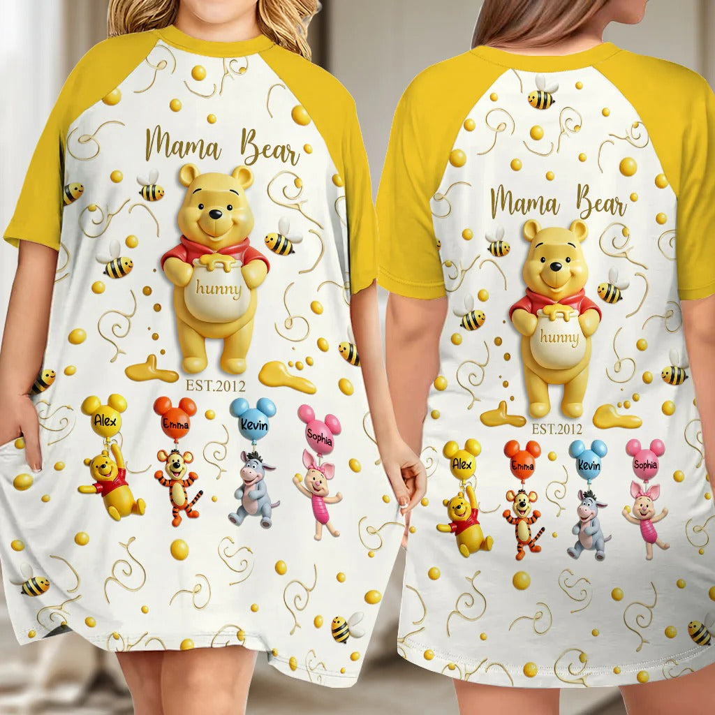 Mama Bear - Personalized Mouse Sleep T-shirt Dress