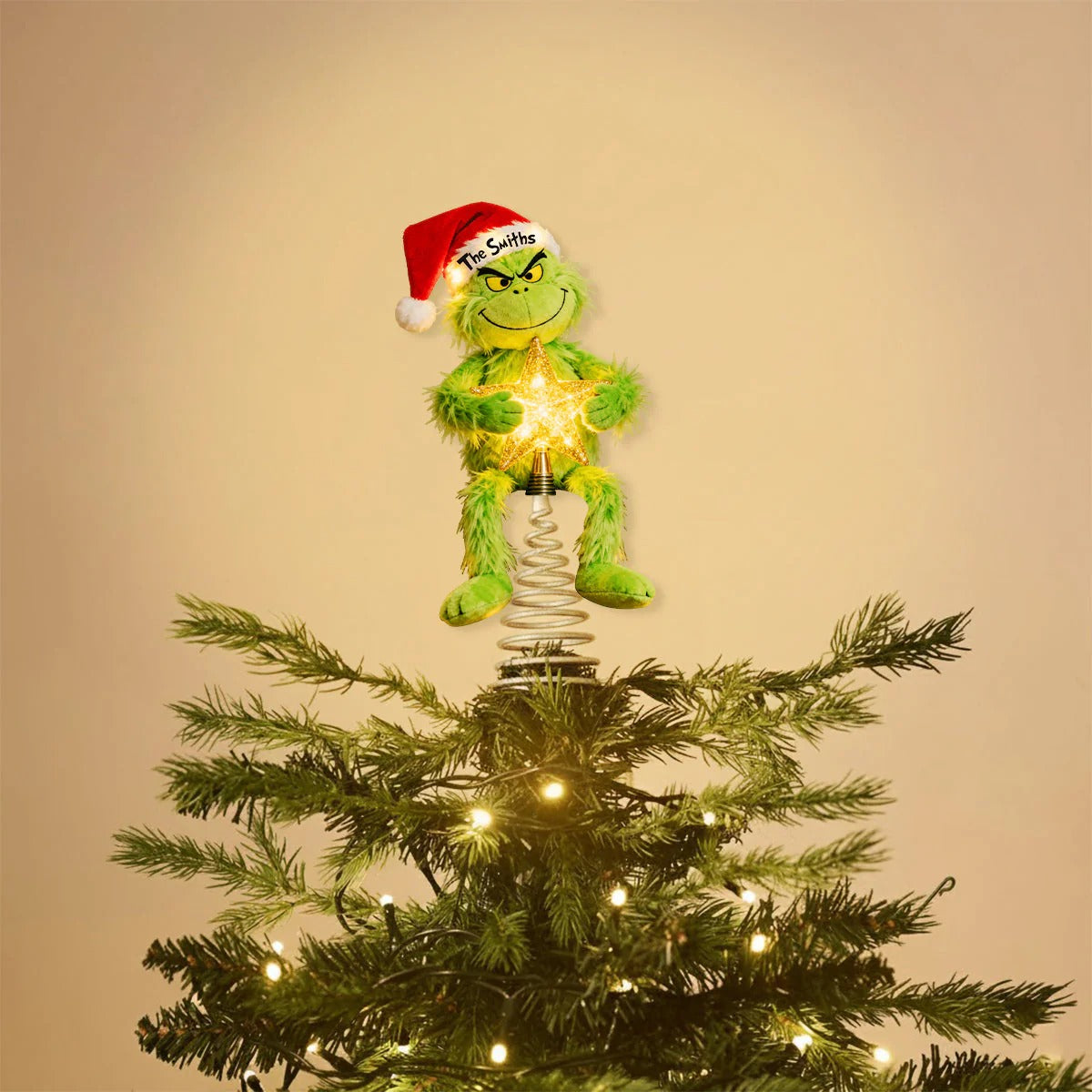 Merry Christmas - Personalized Stole Christmas LED Light Tree Topper
