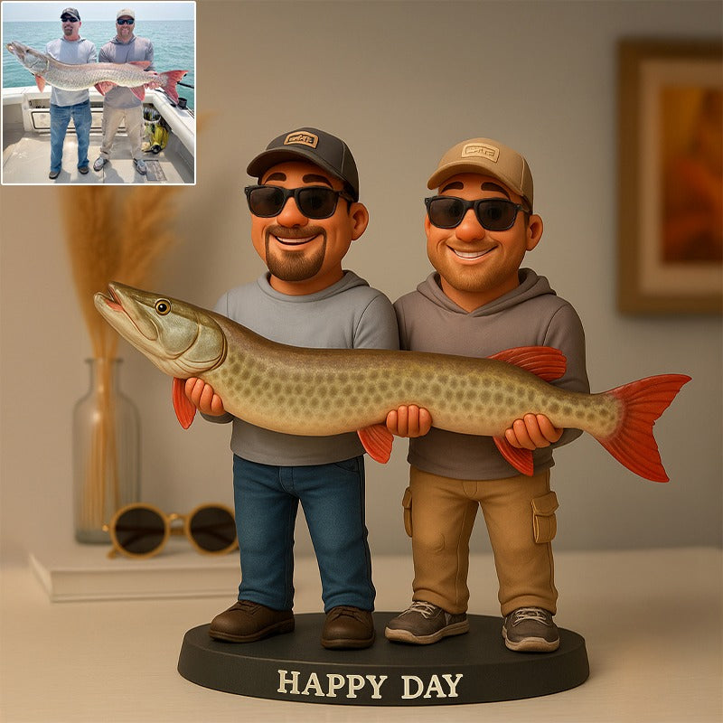 Custom Fishing Photo Pixar Cartoon Style Acrylic Plaque