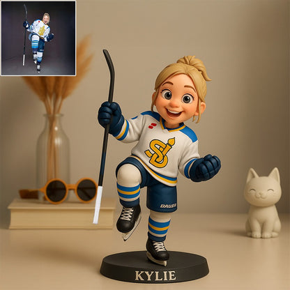 Custom Ice Hockey Photo Pixar Cartoon Style Acrylic Plaque