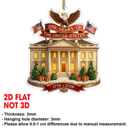 250 Years of America Acrylic Ornament, 250th Anniversary 1776–2026, Patriotic 4th of July Ornament