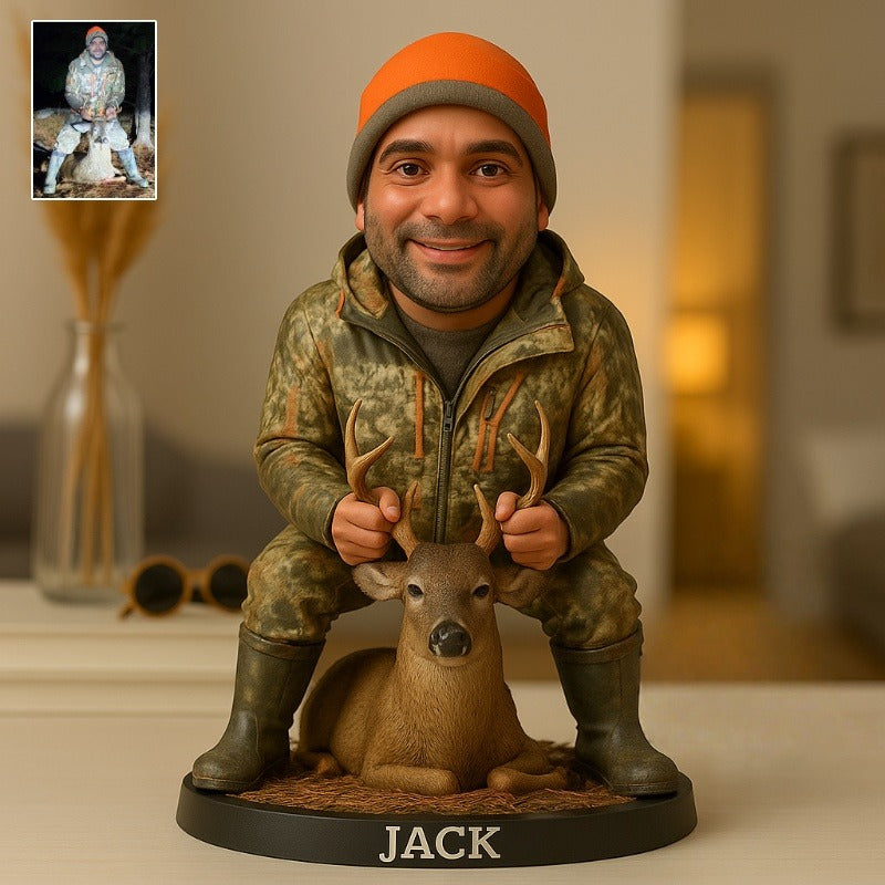Custom Deer Hunting Photo Pixar Cartoon Style Acrylic Plaque