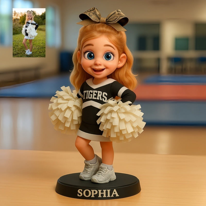 Custom Cheerleader Photo Pixar Cartoon Style Acrylic Plaque