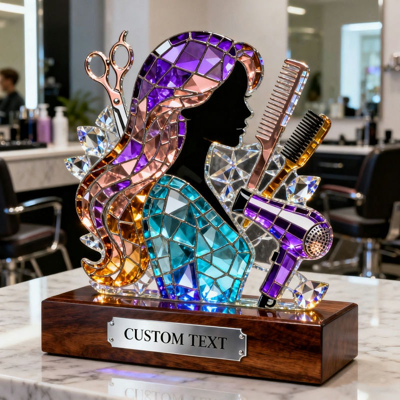 Personalized Beauty Salon Themed Stained Style Acrylic Plaque