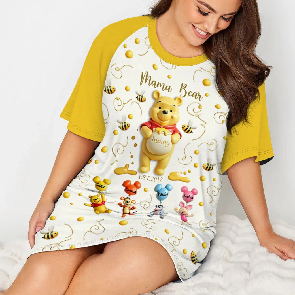 Mama Bear - Personalized Mouse Sleep T-shirt Dress