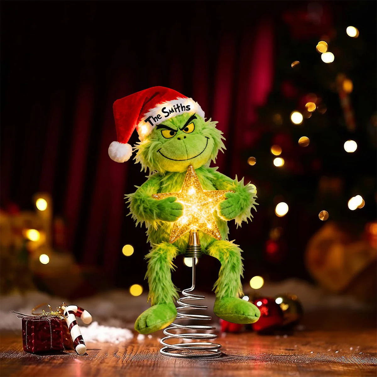Merry Christmas - Personalized Stole Christmas LED Light Tree Topper