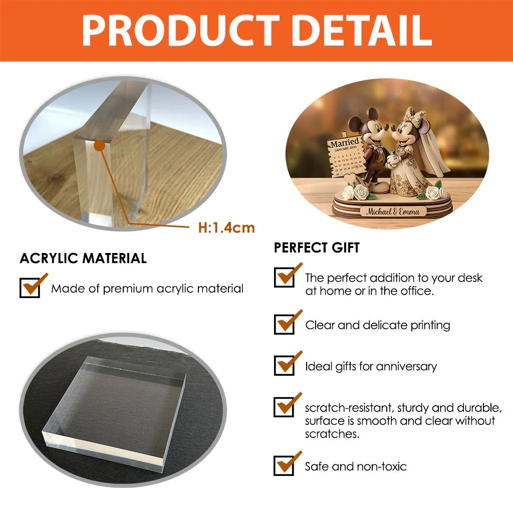 Married - Personalized Mouse Custom Shaped Acrylic Plaque