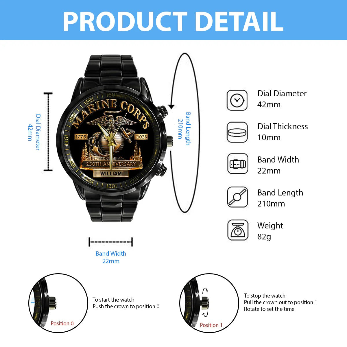 250th Anniversary - Personalized Veteran Hand Watch