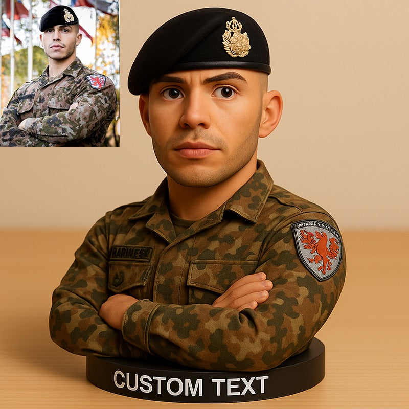 Custom Soldier Photo Pixar Cartoon Style Acrylic Plaque