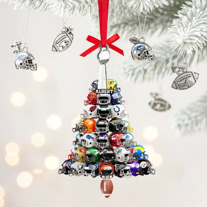 Football Helmet Christmas Tree Ornament - Personalized Gifts For American Football Lovers