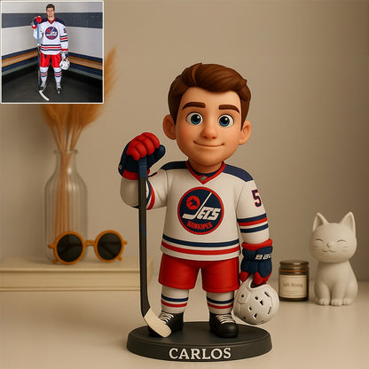 Custom Ice Hockey Photo Pixar Cartoon Style Acrylic Plaque