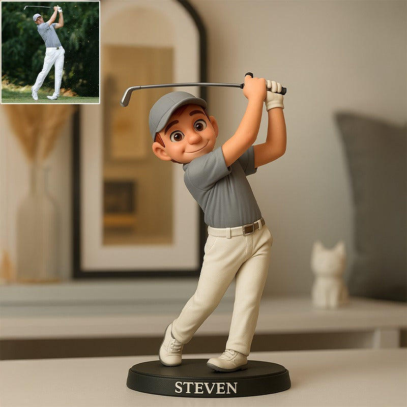 Custom Golf Photo Pixar Cartoon Style Acrylic Plaque