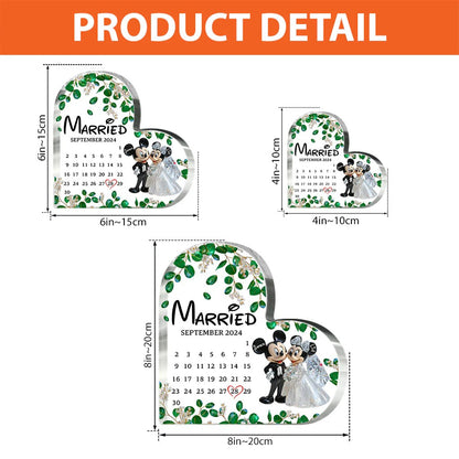 Cute Mouse Couple Married Calendar - Personalized Mouse Custom Shaped Acrylic Plaque
