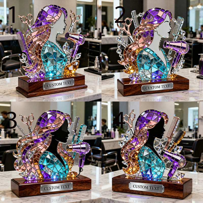 Personalized Beauty Salon Themed Stained Style Acrylic Plaque