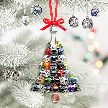 Football Helmet Christmas Tree Ornament - Personalized Gifts For American Football Lovers