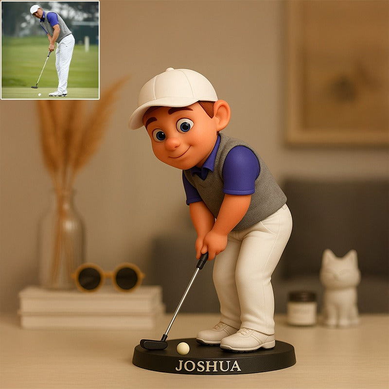 Custom Golf Photo Pixar Cartoon Style Acrylic Plaque