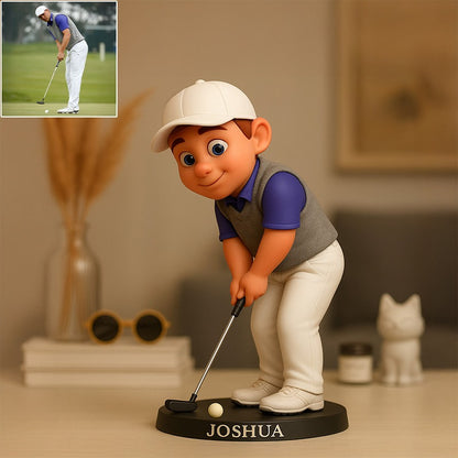 Custom Golf Photo Pixar Cartoon Style Acrylic Plaque